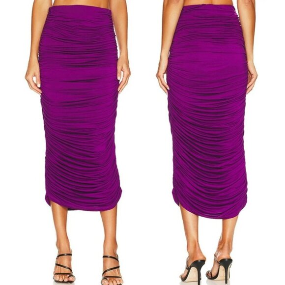 L'Academie Brett Midi Skirt in Grape Purple - Picture 1 of 8